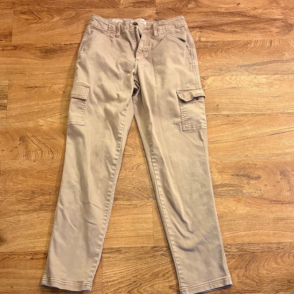 Women's Tan Cargo Pants - Casual Utility Style - Boy Friend Fit